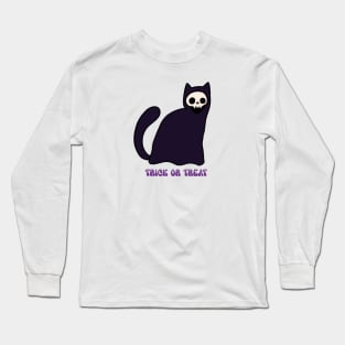 Trick or treat cute grim reaper cat Long Sleeve T-Shirt